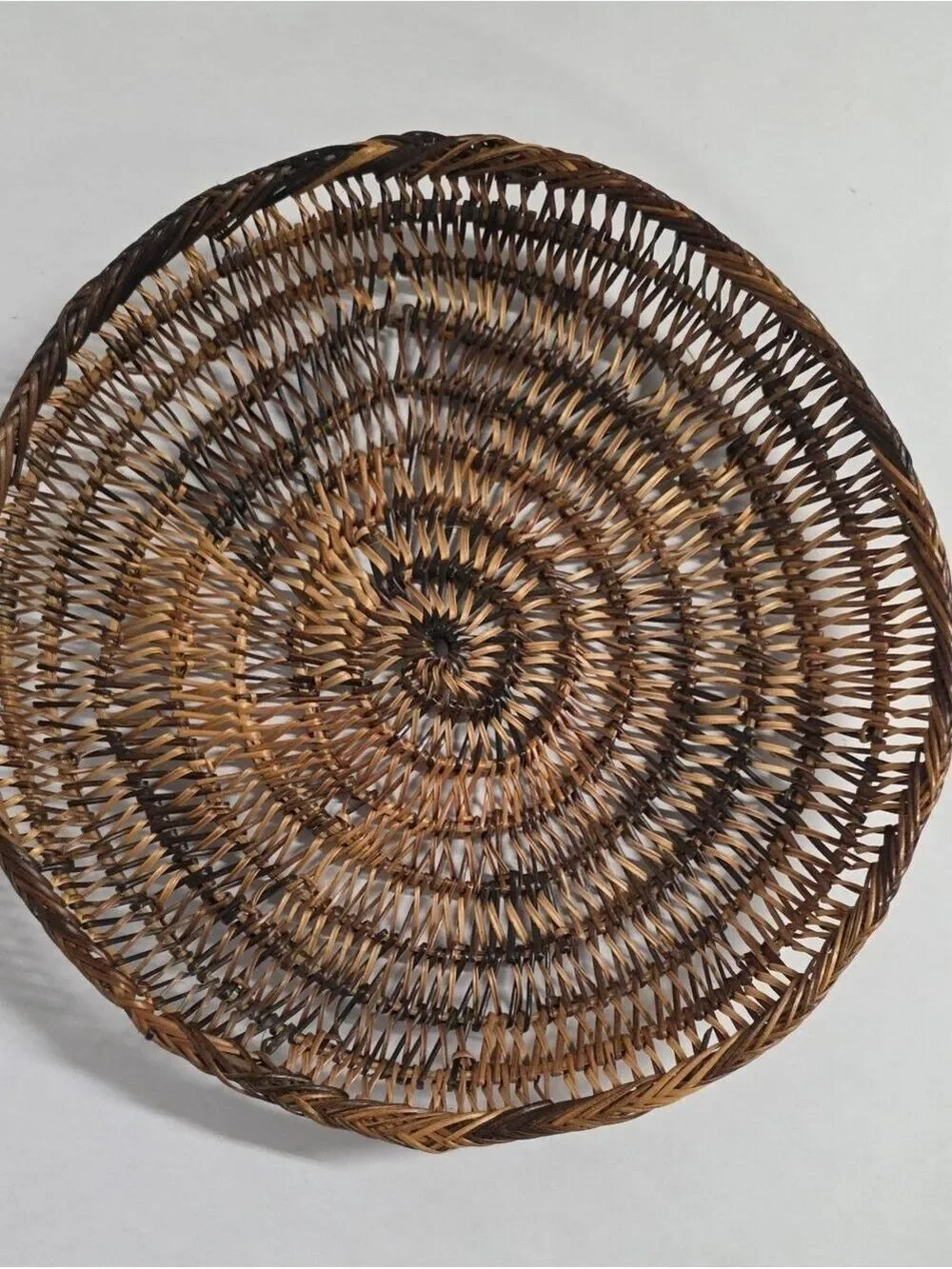 Boho Tiki Wicker Rattan Round Serving Plate Brown/Tan - Set Of (6) Picnic BBQ